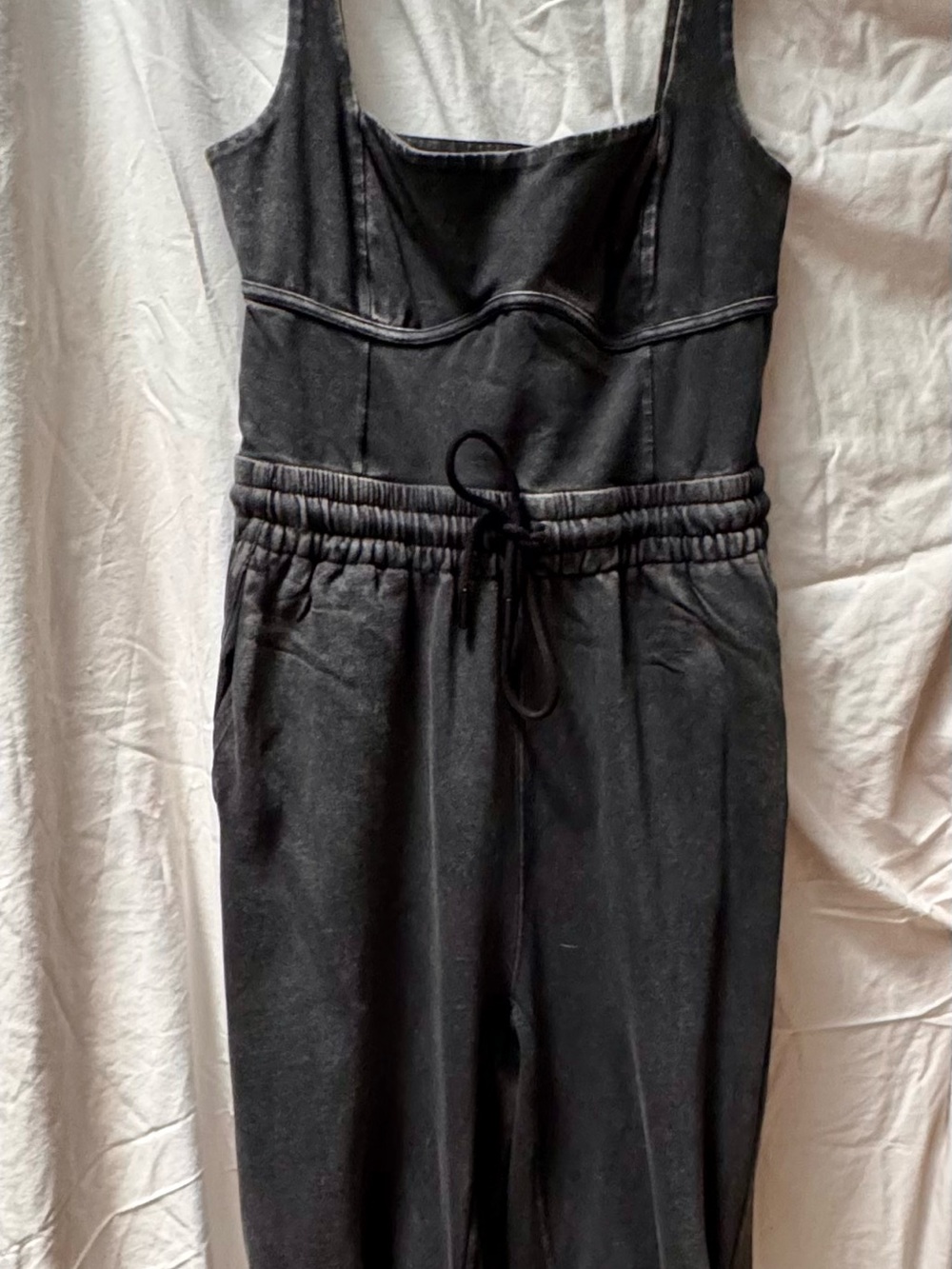 FP Movement by Free People Washed Black Sleeveless Drawstring Jumpsuit